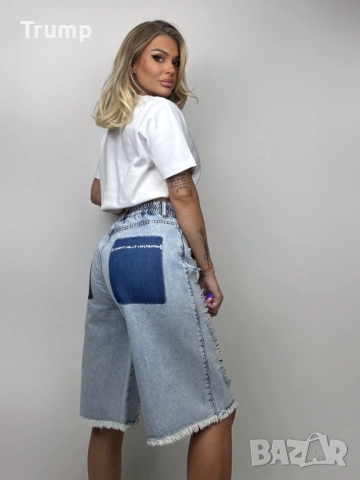-50 % есктравагантен Къс дънков панталон, накъсан ефект, интересен джоб, снимка 3 - Дънки - 51503181