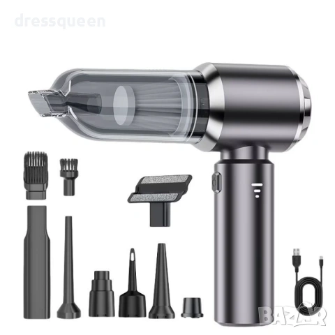 4661 3-в-1 Комплект: Мощна Мини Прахосмукачка и Духалка с HEPA Филтър и Калъф за Съхранение, снимка 4 - Аксесоари и консумативи - 53823032