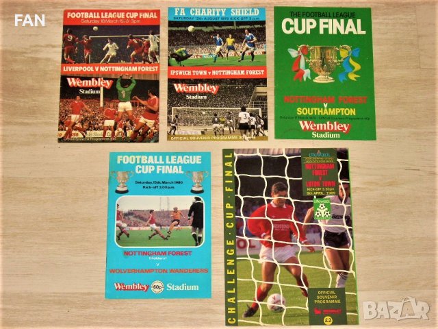 НОТИНГАМ ФОРЕСТ оригинални футболни програми срещу Ливърпул, Ипсуич 1978, Саутхямптън 1979, Уулвс 80