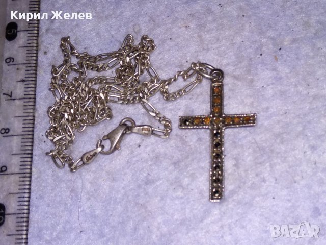 Стар МАРКАЗИТЕН СРЕБЪРЕН АРТ КРЪСТ СРЕБРО 925 с АВТОРСКА СРЕБЪРНА 925 КАРТИЕ ПЛЕТКА ВЕРИЖКА 38533, снимка 8 - Колиета, медальони, синджири - 41451029
