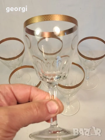 кристални чаши за вино със златен кант     26/1, снимка 2 - Чаши - 50492870