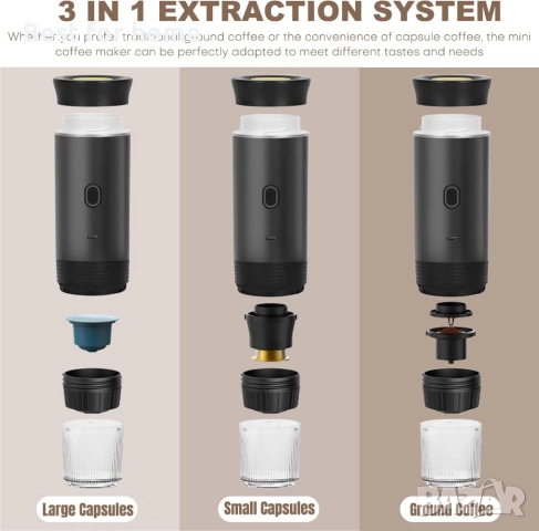 Umisu 3-в-1 преносима кафе машина за еспресо за малки и големи капсули, снимка 7 - Кафемашини - 51797127