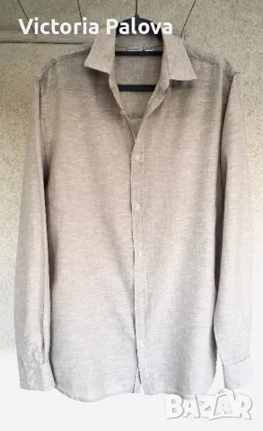 Красива мъжка риза  55% лен ,45% памук, снимка 15 - Ризи - 47913894