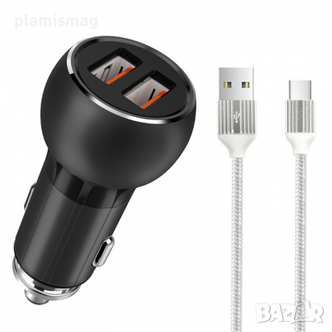 Зарядно устройство за кола, LDNIO C503Q, Quick Charge 3.0, 2xUSB, С Type-C кабел, снимка 1 - Зарядни за кола - 36287052