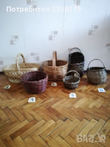 Стари ръчно плетени кошници от различни майстори в  различни  години, снимка 2 - Антикварни и старинни предмети - 52275283