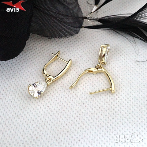 Обеци с 14К златно покритие 2141874, снимка 2 - Бижутерийни комплекти - 53654364