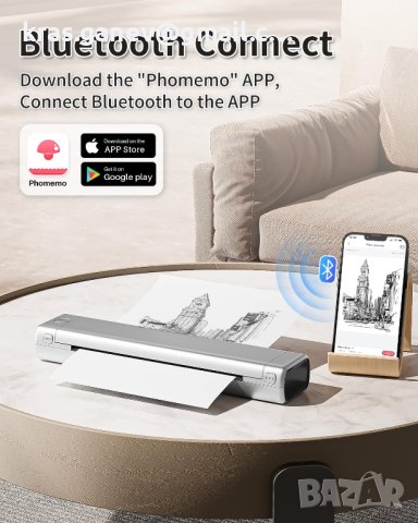 Преносим безжичен принтер Phomemo, M08F Bluetooth Mobile, снимка 3 - Принтери, копири, скенери - 44281069
