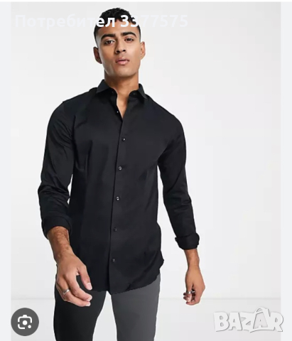 Jack & Jones super slim черна риза, снимка 1