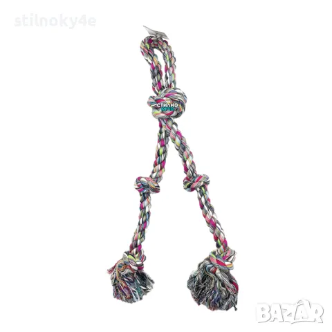 Въже с пет възела за средни и едри породи кучета Въже за куче Въжена играчка за голямо куче, снимка 1