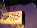 Мod dep маркова нова италианска чаша колба подаръчна с дървена стойка Н-240мм и фи 85 и 60мм, снимка 3
