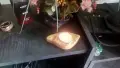 Свещник, монолитно дърво с форма на око,  нов, снимка 1