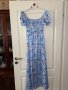 Нова етикет дълга синя буфан ръкав цепка  ежедневно елегантна рокля флорален принт  нежни цветя , снимка 3