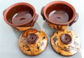 Гювечета българска керамика с похлупак и дръжки, снимка 3