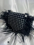 Дамска чанта от перли кристали и пера , снимка 6