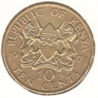 Kenya-10 Cents-1971-KM# 11-with legend, снимка 2 - Нумизматика и бонистика - 35708484