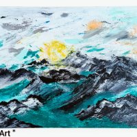 Изгрев над Витоша " Абстрактна картина , снимка 1 - Картини - 41452364