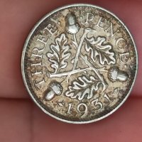 3 пени 1931 г сребро Великобритания , снимка 3 - Нумизматика и бонистика - 41566465