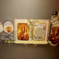 Подарък за Кръстници- Сервиз и декоративна свещ със снимка, снимка 7 - Подаръци за кръщене - 41001552