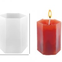 Шестоъгълник висок цилиндър силиконов молд форма калъп за свещи восък гипс сапун смола свещ, снимка 2 - Форми - 32226138