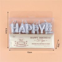 Happy Birthday честит Рожден ден букви розови сребристи златисти свещи за торта Рожден ден, снимка 4 - Други - 25898014