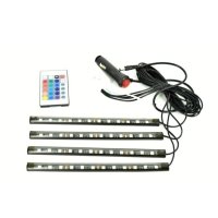 Интериорен комплект LED ленти 12 led RGB с дистанционно, 22см  LED осветление за интериор , снимка 2 - Аксесоари и консумативи - 40896670