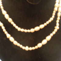  колие- огърлица гердан  от естествени бели речни перли изработва се ръчно, снимка 1 - Антикварни и старинни предмети - 36518484