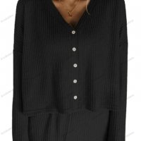 Дамски ежедневен моден комплект с V-образно деколте и дълъг ръкав, 4цвята - 023, снимка 6 - Комплекти - 39920238