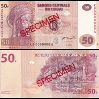❤️ ⭐ Конго ДР 2007 50 франка образец Specimen UNC нова ⭐ ❤️, снимка 1 - Нумизматика и бонистика - 41716927