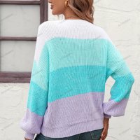 Дамски моден пуловер с цветни блокове, 3цвята - 023, снимка 5 - Блузи с дълъг ръкав и пуловери - 42305738