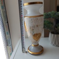 Изящна двуцветна ваза с 24 каратово злато.Vases for flowers Bohemia, снимка 1 - Вази - 40838253