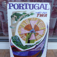 Метална табела разни Португалия русалка вятърна мелница TWA, снимка 1 - Декорация за дома - 44752039