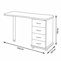 Маса за маникюр Esti без/със прахоуловител 76W -105x42/50x75 см, снимка 6 - Педикюр и маникюр - 36166315