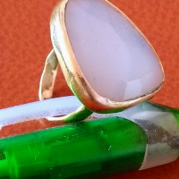 Сребърен пръстен с позлата и естествен камък- ахат, снимка 3 - Пръстени - 36155827