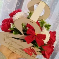 Лебеди със сапунени цветя, снимка 5 - Подаръци за жени - 39594534