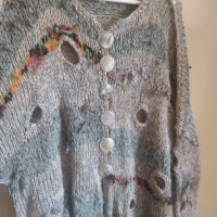 Ръчно плетена спорно елегантна лятна блуза с големи копчета, снимка 5 - Блузи с дълъг ръкав и пуловери - 41402568