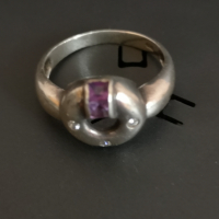 Комплект пръстен и обеци от сребро и аметисти, снимка 6 - Бижутерийни комплекти - 44819462