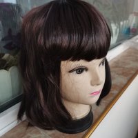 Нова тъмно кестенява перука 35 см Боб стил - мод.22, снимка 3 - Аксесоари за коса - 13441820