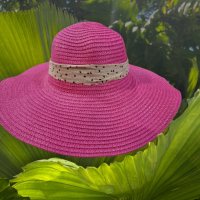 Цикламена лятна шапка с голяма периферия #10523-2, снимка 3 - Шапки - 40660539