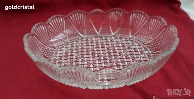 ретро стъклена купа фруктиера елипса , снимка 1