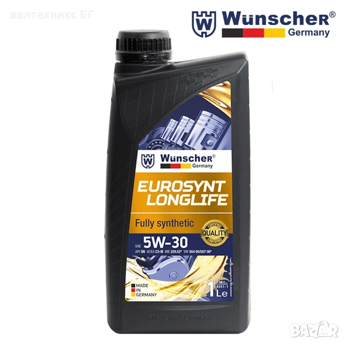 Масло Wunscher 8051 EUROSYNT LONGLIFE 5W/30 - 1л. , снимка 1