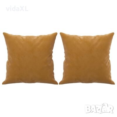 vidaXL Декоративни възглавници, 2 бр, кафяви, 40x40 см, кадифе(SKU:349492, снимка 1