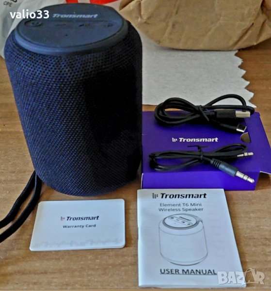 Безжична Bluetooth тонколона "Tronsmart" Element T6 Mini, Водоустойчива, 15W, Черна; С гаранция 2год, снимка 1