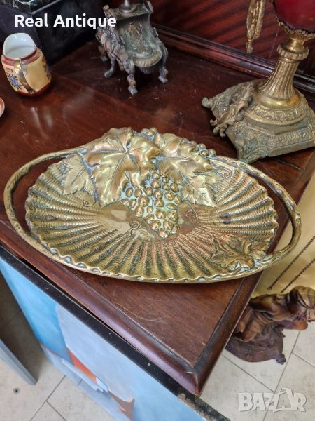 Красива антикварна английска фруктиера бомбониера бронз месинг , снимка 1