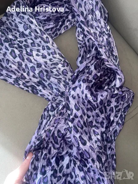 Лилав леопард шал коприна & вискоза, снимка 1