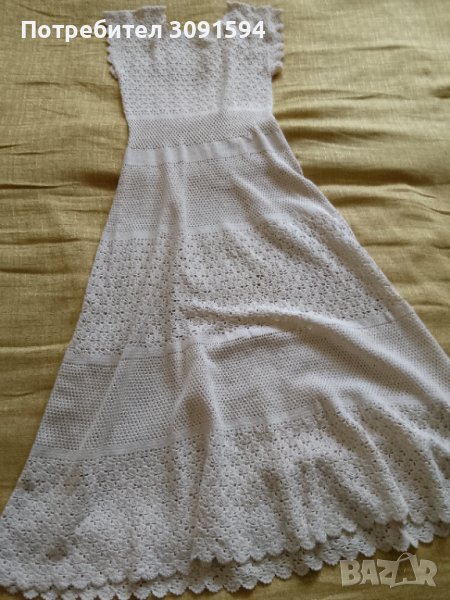  рокля плетена на една кука цвят екрю  памук, снимка 1