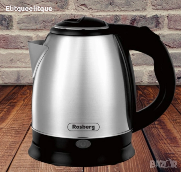Електрическа кана Rosberg, 1500W, 1 л., Корпус неръжд. стомана, S/S,2 ГОДИНИ ГАРАНЦИЯ, снимка 1