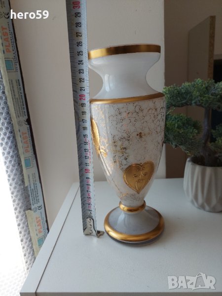 Изящна двуцветна ваза с 24 каратово злато.Vases for flowers Bohemia, снимка 1