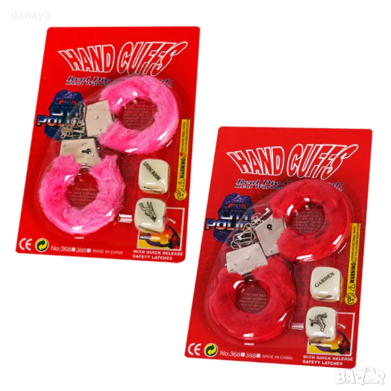 6316 Еротичен комплект белезници с еротични зарчета, снимка 1