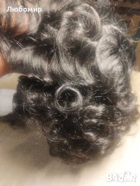 Черна къса къдрава перука 2, снимка 1