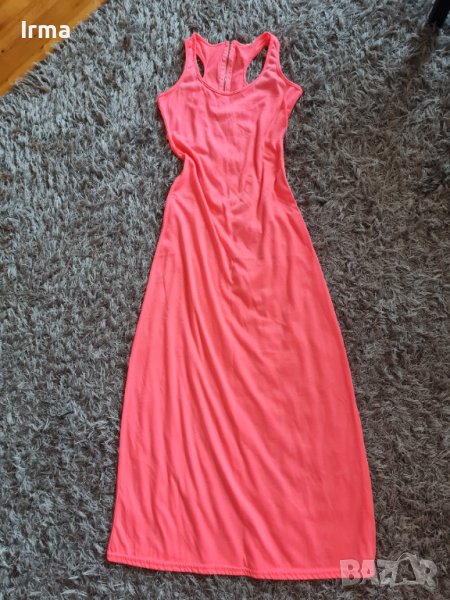 Дълга неоново Розова рокля, снимка 1
